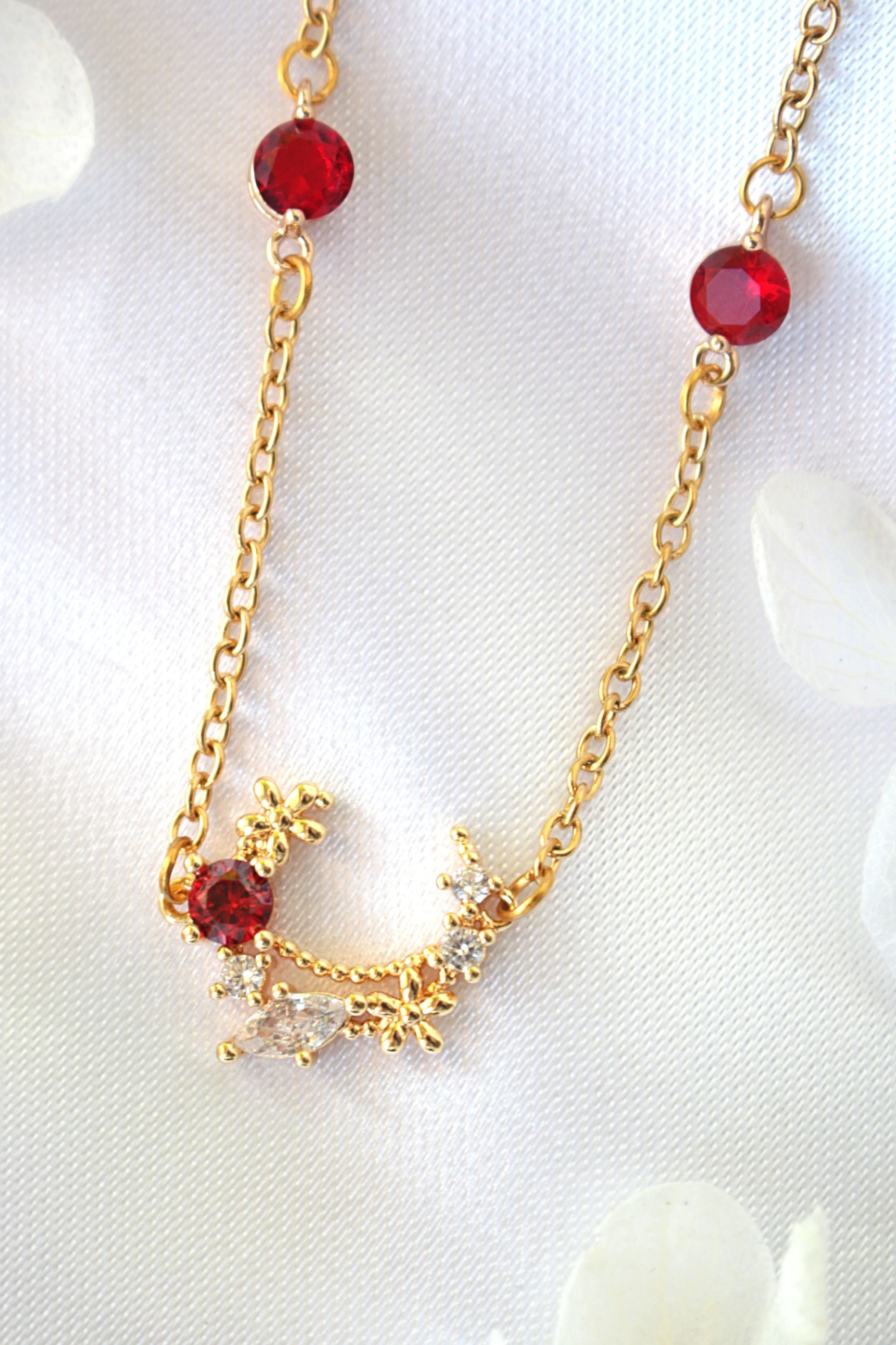 24K “Fairy Garden” Red Necklace