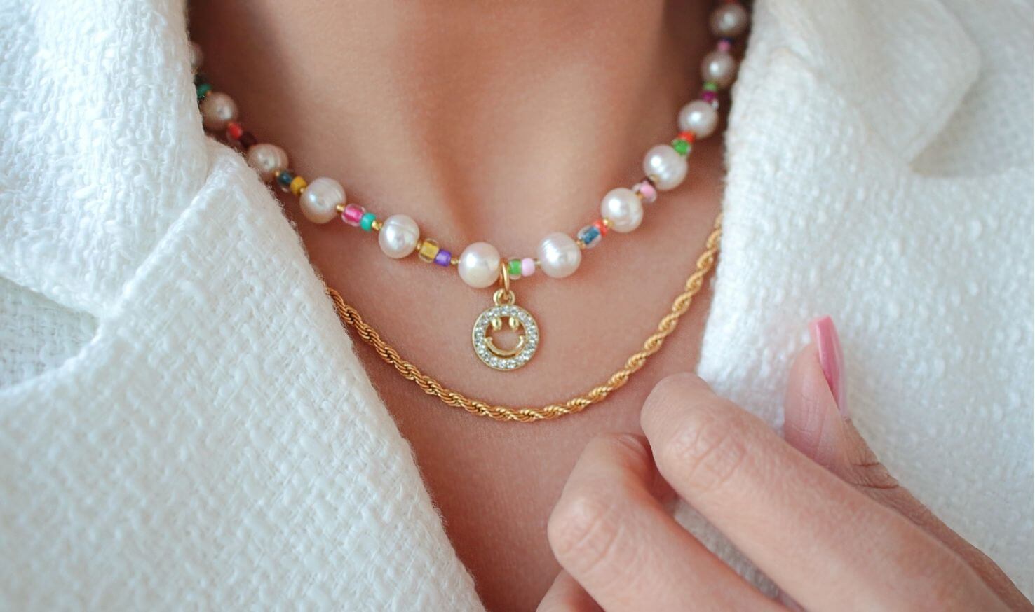 24K Gold Freshwater Pearls & Colorful Beads Choker