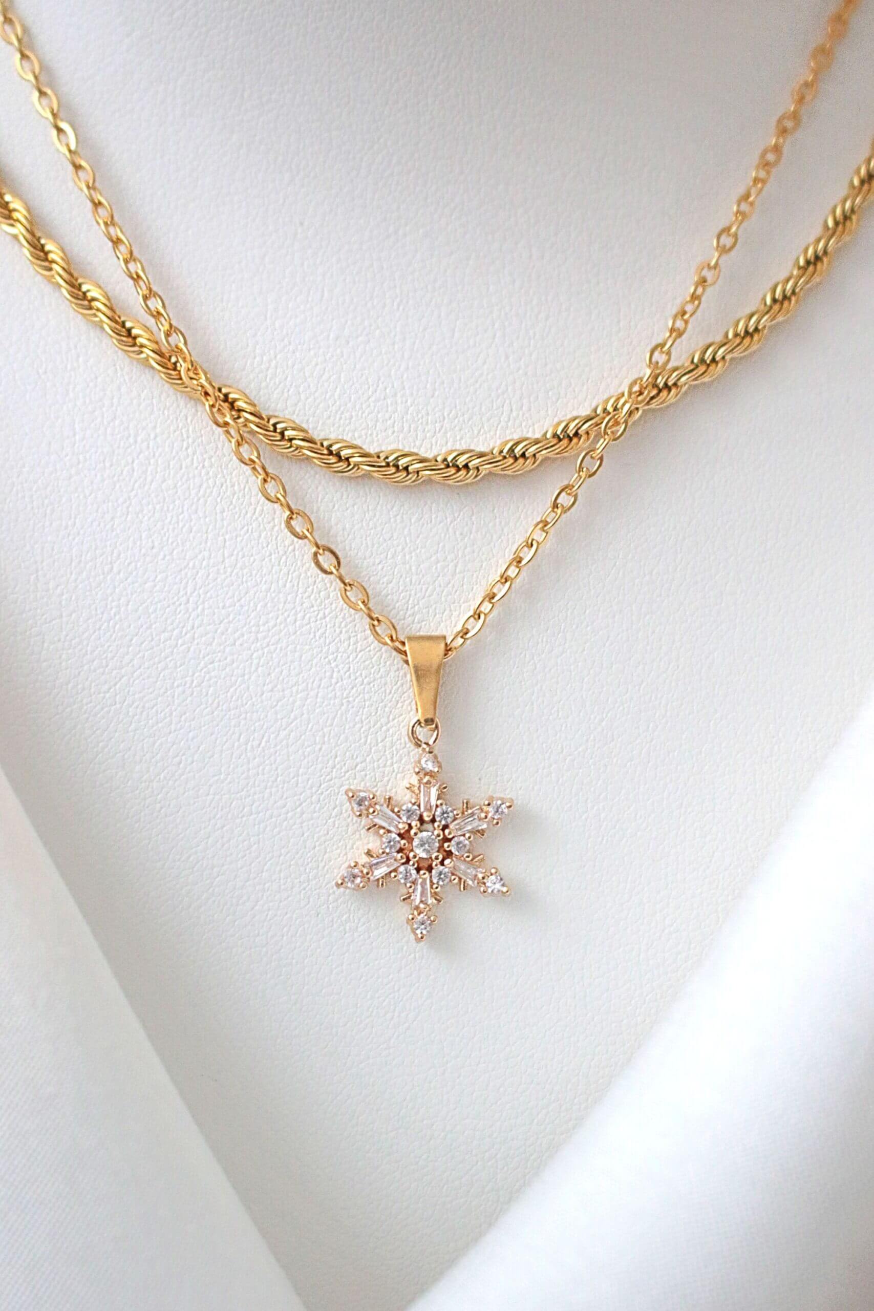 24K Snowflake Necklace