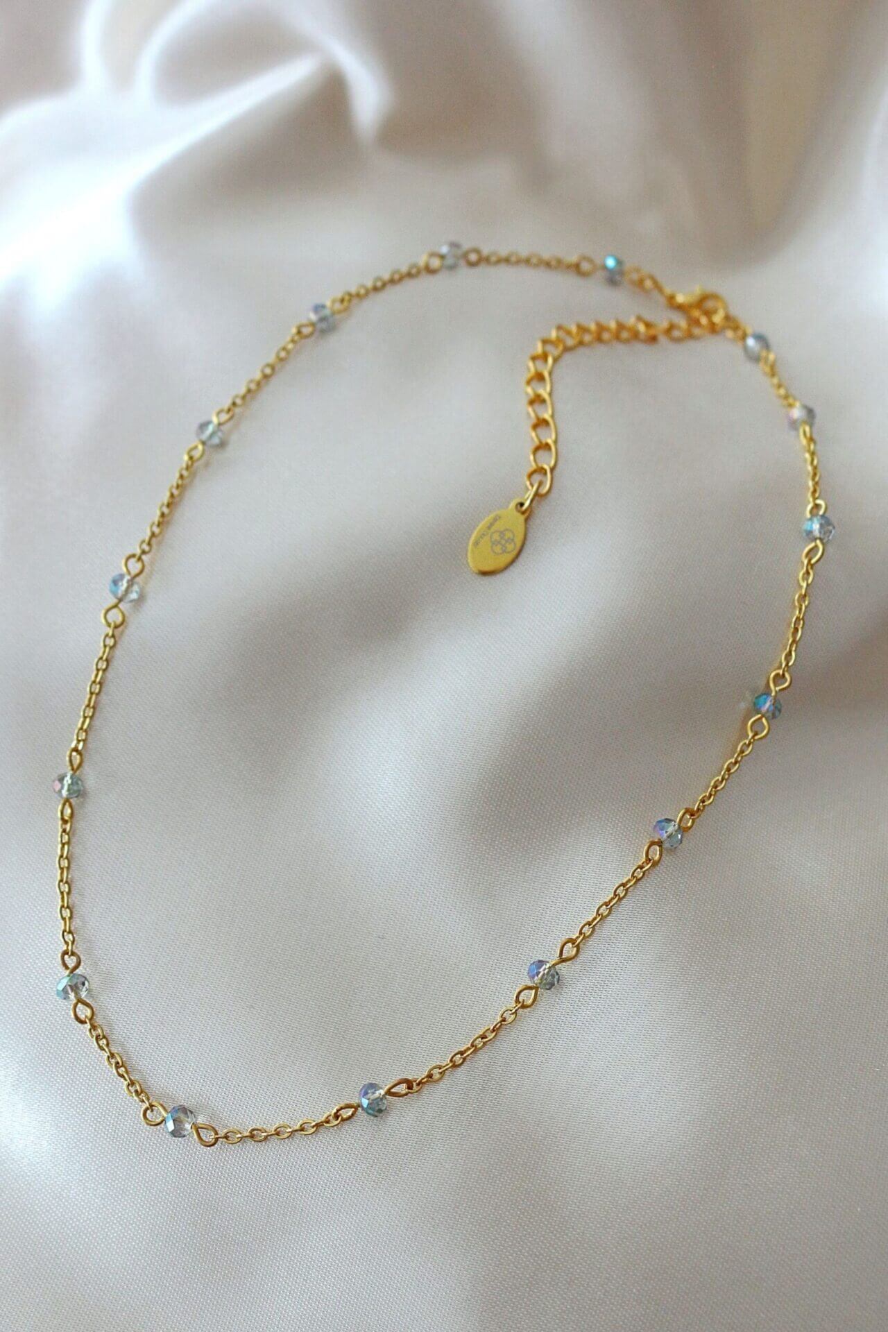 18K Chrome Glass Crystals Chain Choker